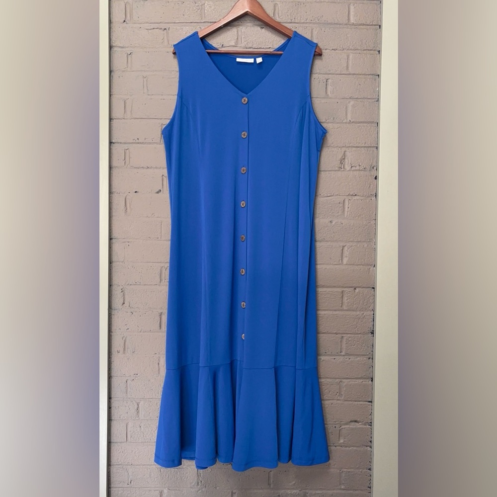 Susan Graver Royal Blue Button-Down Midi Dress 2X